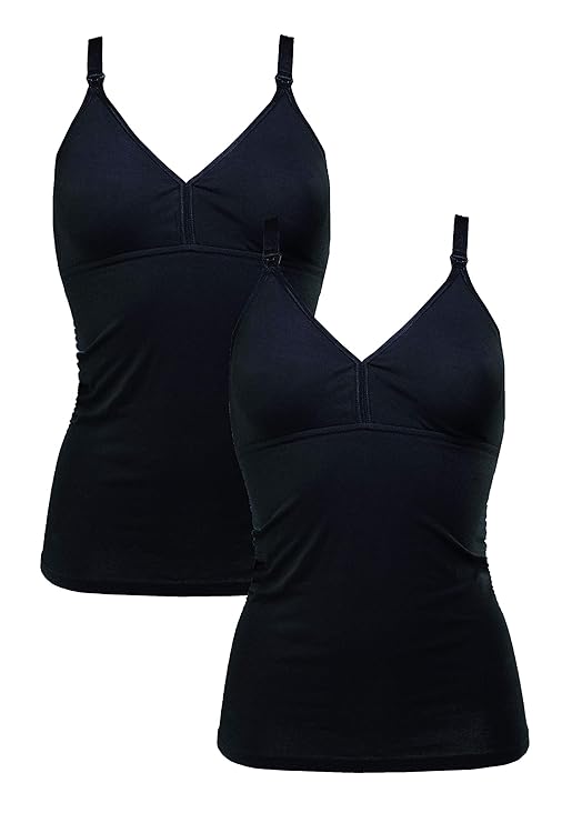 Herzmutter Stilltop-Stillshirt-Unterhemd für Damen | einfache Stillfunktion | integriertes Bustier-BH mit Clip-Verschlüssen |