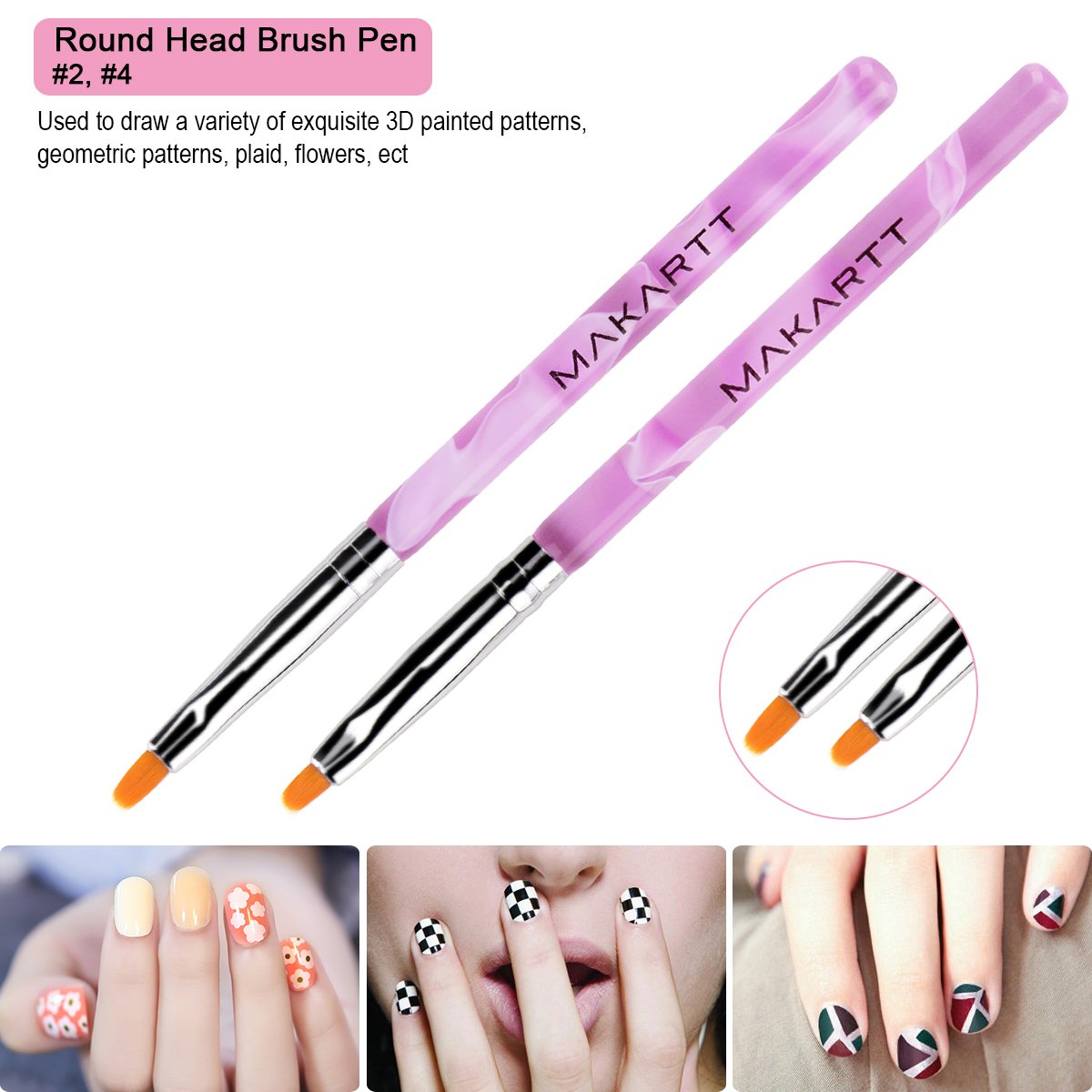 Makartt 7Pcs Uv Gel Nail Brush, Poly Extension Gel Brush, Nail Art Tips Builder Brush Nail Painting Brush Pen Set Q-02 : Beauty