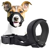 Gentle Muzzle Guard for Dogs - Prevents Biting and Unwanted Chewing Safely Secure Comfort Fit - Soft Neoprene Padding &ndash; No More Chafing &ndash; Training Guide Helps Build Bonds with Pet (M, Grey)