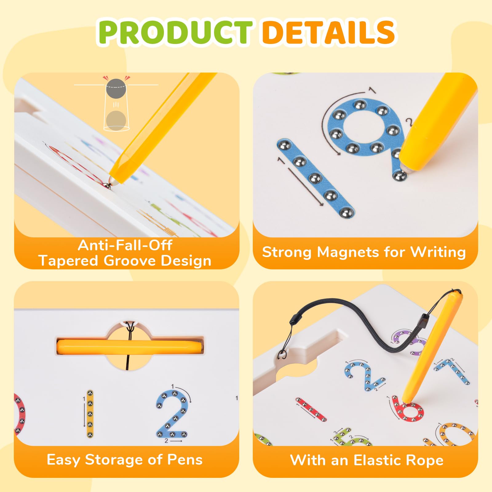 GAMENOTE Magnetic Number Tracing Board, 2 in 1 Double Sided Numbers 1-20 Writing Board for Toddlers & Kids, Preschool Handwriting Learning Toys, Educational Math Manipulatives