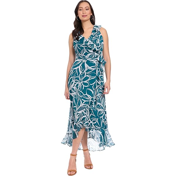 Amazon.com: London Times Women's Dresses Halter Neckline Signature Morris  Maxi Dress Vacation Occasion Event Guest of, Linear Floral