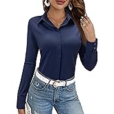 siliteelon Womens Button Down Shirt Long Sleeve Stretch Dress Shirt Collared Work Shirt Wrinkle Free Office Blouse Top