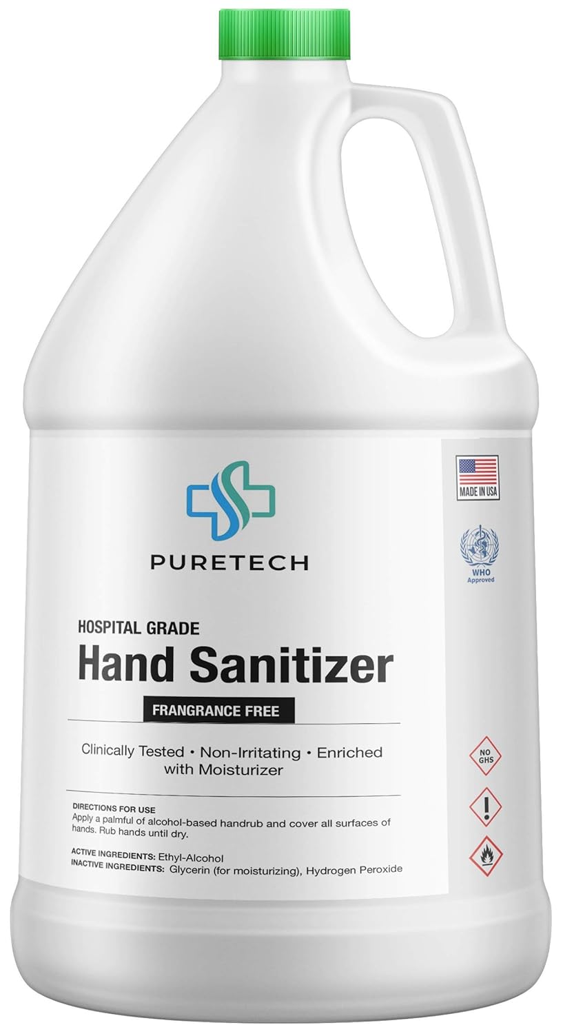 Advanced Hand Sanitizer Spray Liquid Large Bulk Refill, 80% Alcohol, 1 Gallon, 128 Fl Oz, Made in USA - Unscented