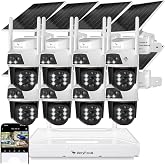 VeryFocal Solar Dual-Lens 8‑Pack Wireless Outdoor Security Camera System | 2.4/5GHz WiFi‑6, AI Tracking, 360&deg; PTZ, Color Night Vision, IP66 Weatherproof, 10CH 4K NVR, No Monthly Fee for Home Surveilla