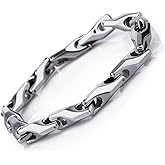 Urban Jewelry Men’s Wheat Link Bracelet Collection – Tungsten Carbide Base, 3-Sided Links, 8.3 Inch, Black, Silver & 24K Gold Plated Variations, Scratch-Resistant, Gift Box