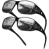 Myiaur Polarized Fit Over Glasses Sunglasses for Men Women, Trendy Wrap Around Sunglasses UV Protection for Driving (2 Pack)