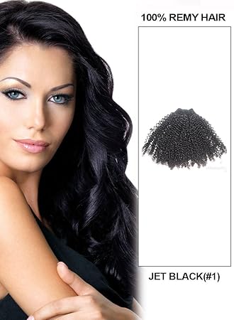 Amazon Com 18 Inches Natural Black 1b Afro Curl Indian Remy