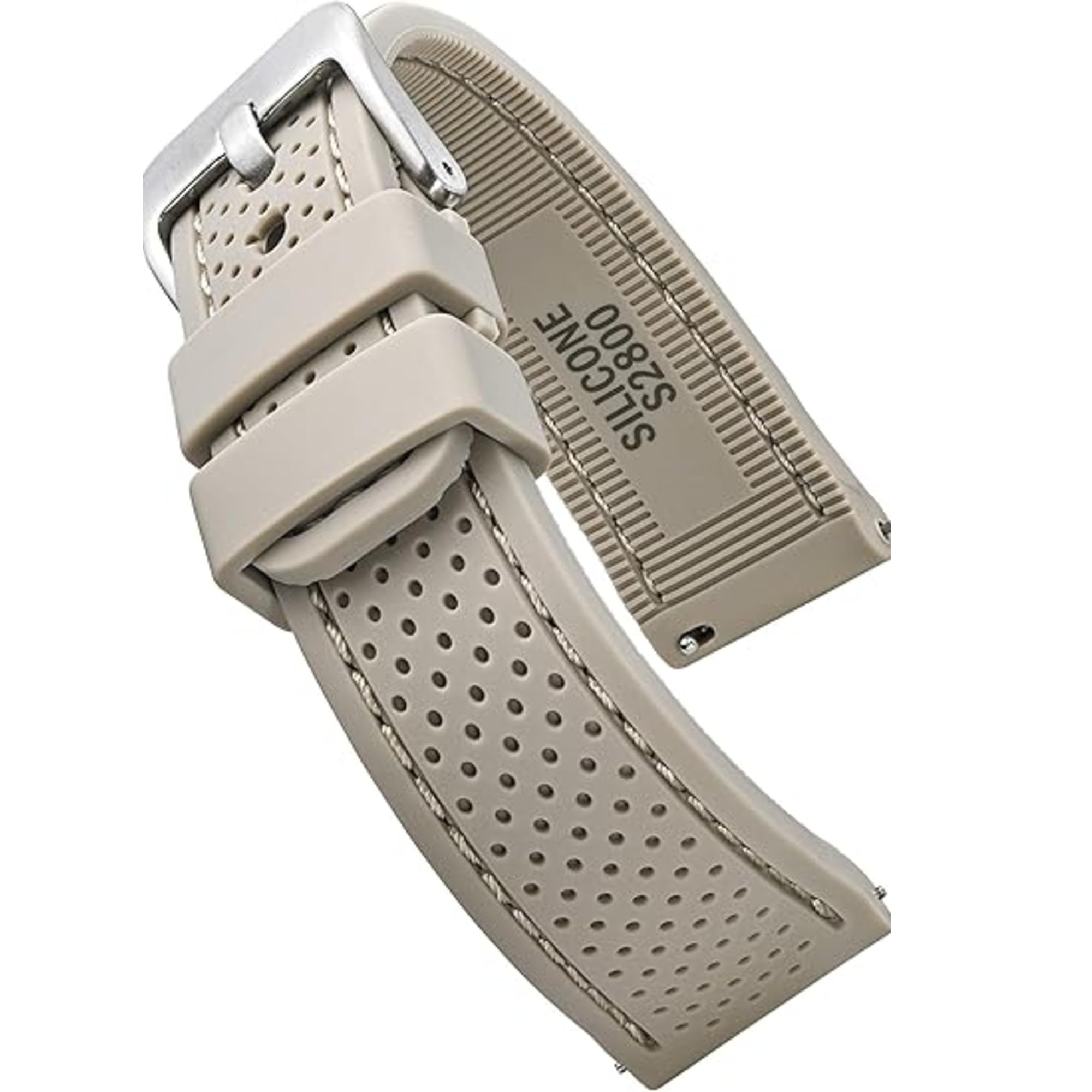 ALPINE Sporty Premium Soft Silicone Adjustable Watch Band - Replacement Rubber Watch Bands for Women & Men - Waterproof Quick Release Watch Straps - Compatible with Regular & Smart Watch Bands, BEIGE