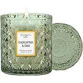 Chloefu LAN Eucalyptus &amp; Sage Scented Candles Luxury Candle with up to 55 Hour Long Lasting, Highly Scented, 100% Soy Wax, 8.1oz, Beautiful Candles, Ideal for Home Decor and Gifts