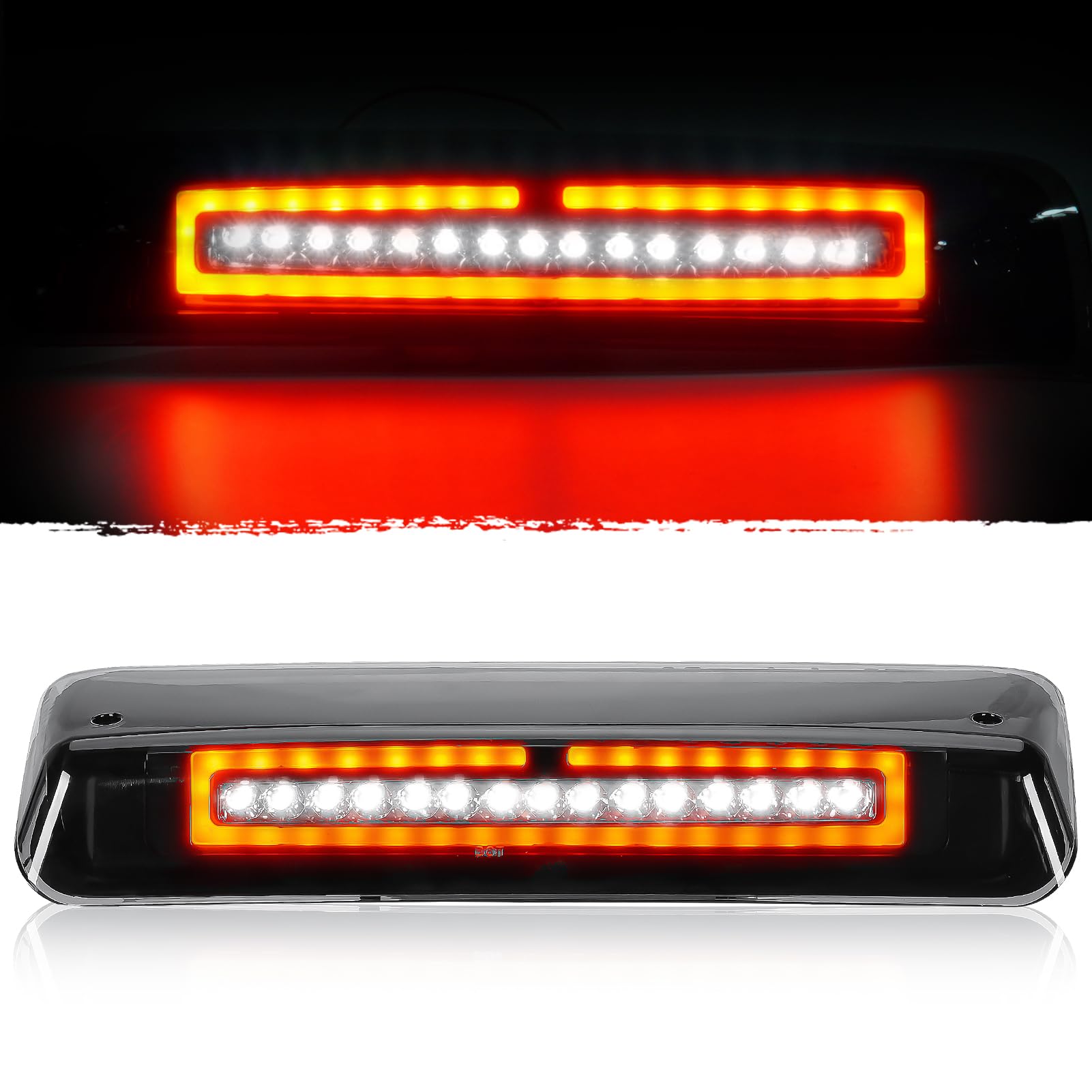 Photo 1 of LED 3rd Brake Light for 2007-2010 Ford Explorer Sport Trac, 2004-2008 Ford F150, 2006-2008 Lincoln Mark LT, Third Center High Mount Stop Lamp (Chrome Housing + Smoke Lens) 7L3Z13A613B