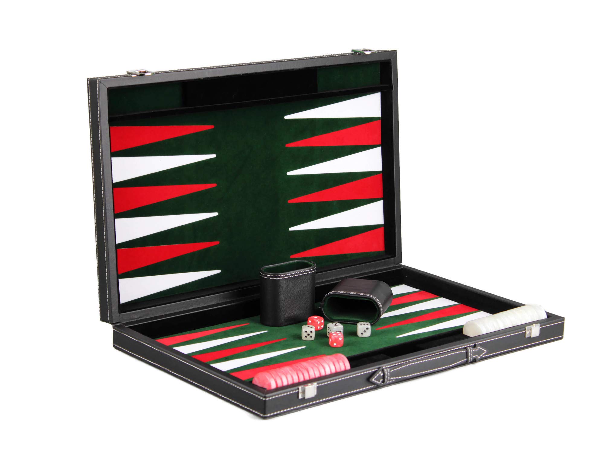Malachite Green Leather Backgammon Set 18 Inch