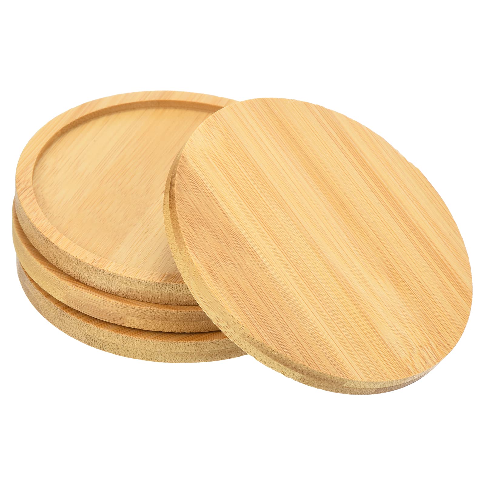 PATIKIL Plant Pot Saucer 4.3 Inch OD, 4 Pack Bamboo Round Flower Drip Tray for Home Indoor