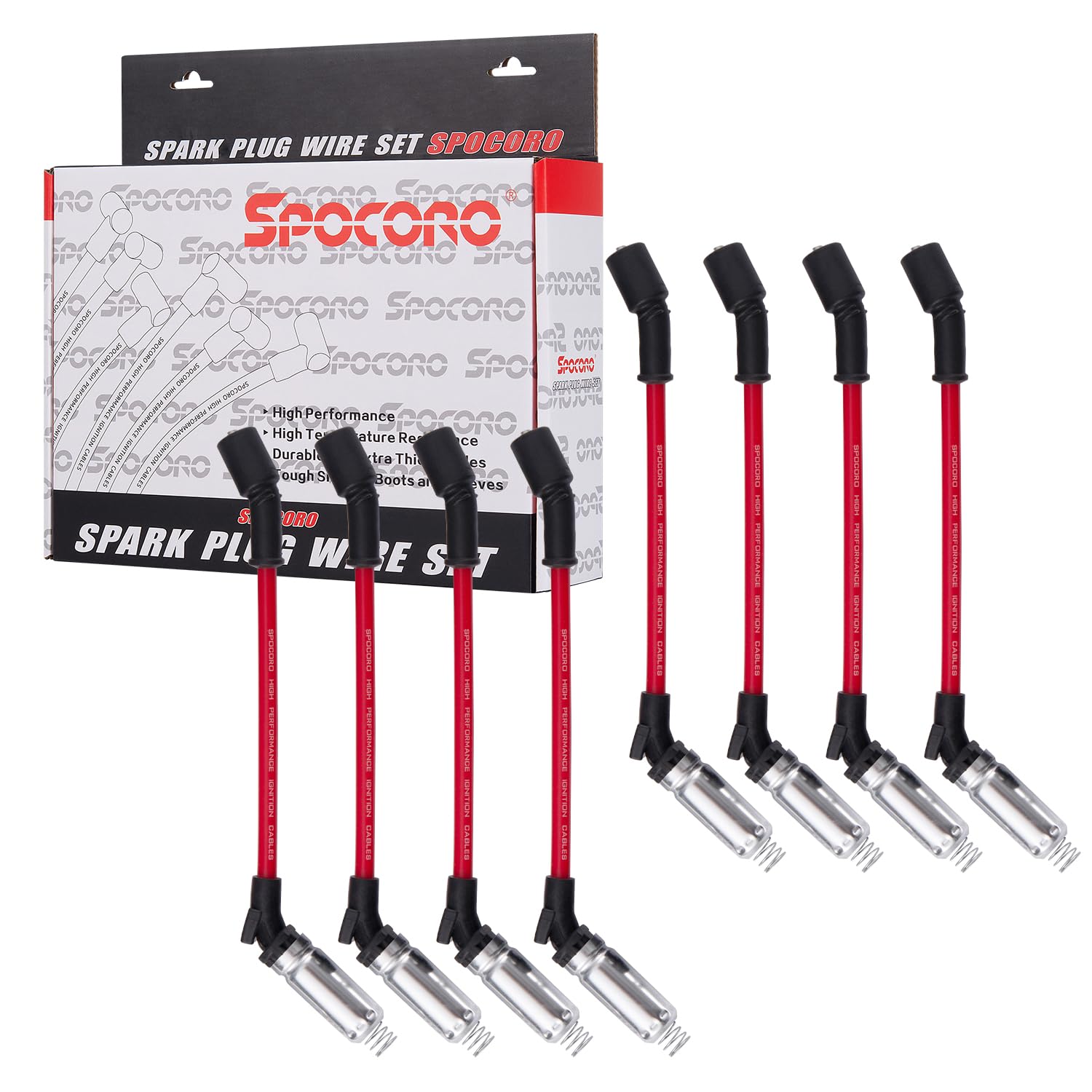 Photo 1 of Spocoro High Performance Spark Plug Wires Set for 2000-2009 Chevy GMC V8, Silverado, Suburban, Avalanche, 5.3L - Durable Ignition Wire Set, Easy Installation, Improved Engine Response