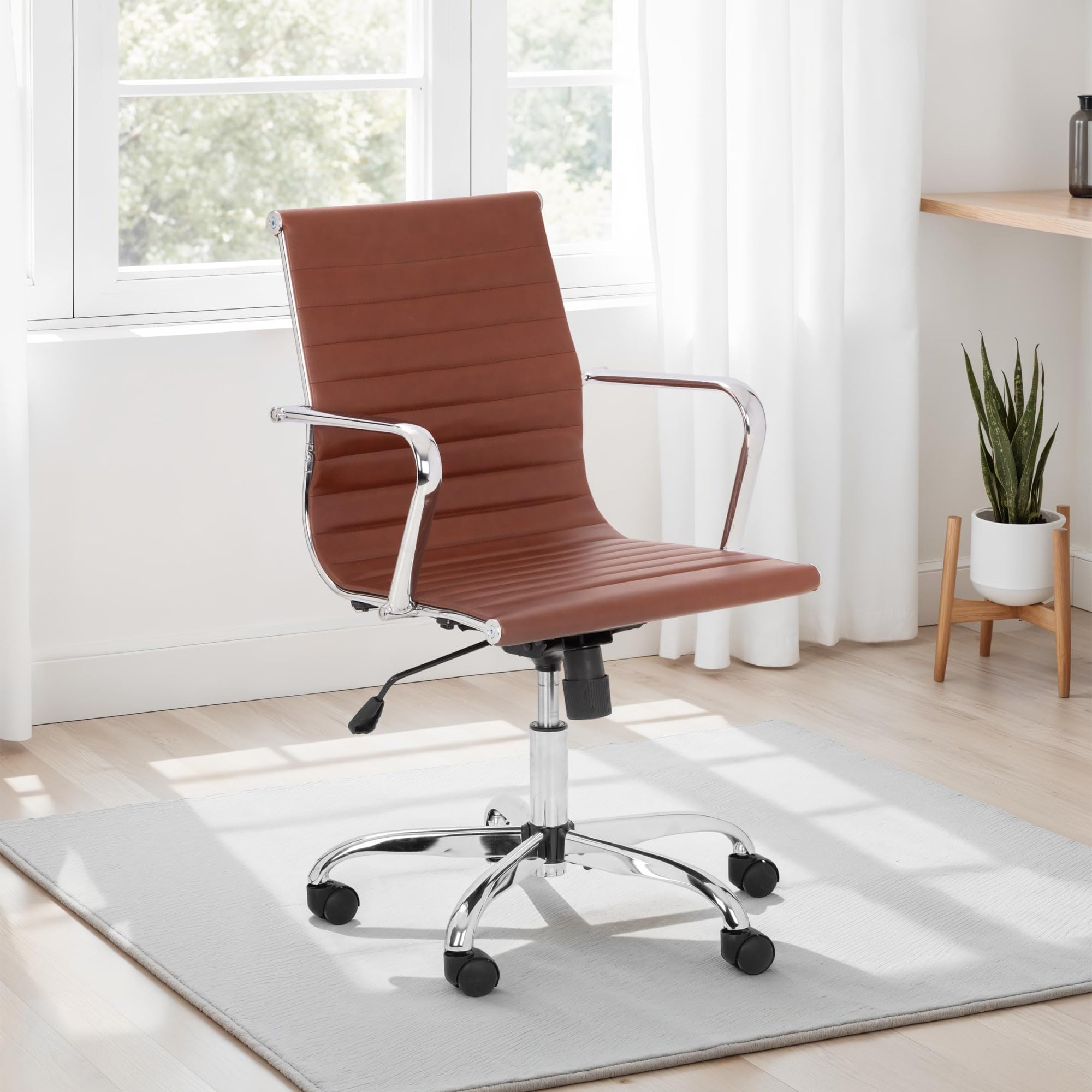 Julian Bowen Gio Office Chair - Brown & Chrome Chairs