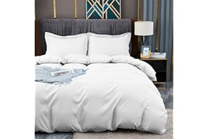 BBANGD Duvet Covers Queen Size - Ultra Soft and Breathable Bedding Comforter Cover Set Washed Microfiber 3 Pieces with Zipper Closure Duvet Cover and 2 Pillow Shams (White)