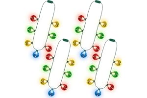 Traplace 4 PCS Christmas Light Party Favors, 3 Flash Modes Christmas Light Necklace Accessories, Colorful Xmas Decorations, Wearable Light Up Festive Necklace for Xmas Ugly Sweater HolidaySupplies