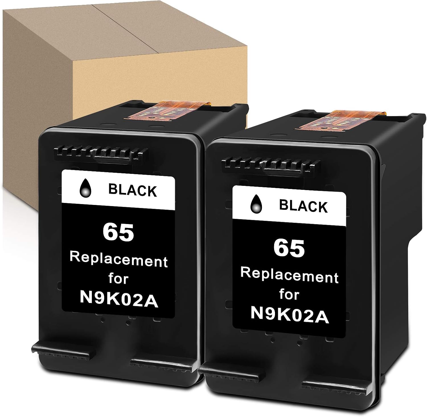 Economink Remanufactured Ink Cartridge Replacement for HP 65 Black N9K04AN Work with Envy 5052 5055 5012 5010 5020 5030 DeskJet 2600 2622 2652 3722 3755 3752 2635 2636 2655 AMP 120 100 (2 Pack)