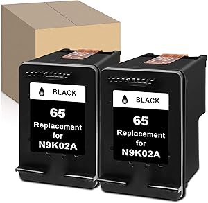 Economink Remanufactured Ink Cartridge Replacement for HP 65 Black N9K04AN Work with Envy 5052 5055 5012 5010 5020 5030 DeskJet 2600 2622 2652 3722 3755 3752 2635 2636 2655 AMP 120 100 (2 Pack)