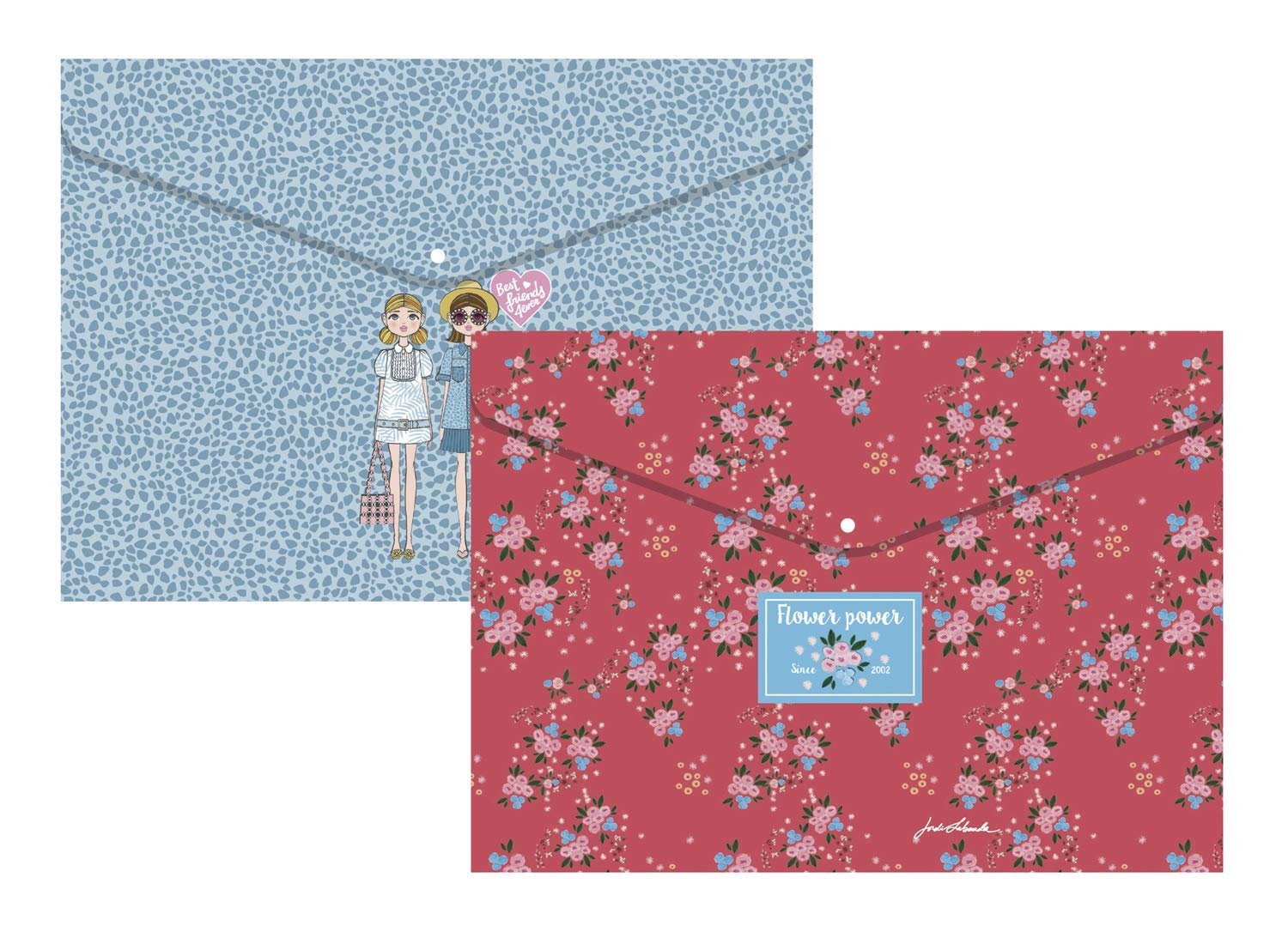Jordi Labanda 16086 Pack of 4 Best Friends and Flowery Polypropylene Envelopes