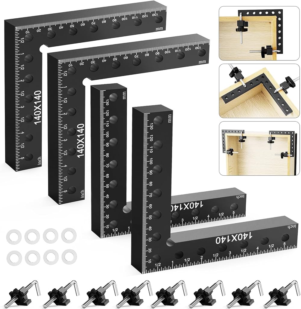 Housolution 90 Degree Positioning Squares 4 Pack 5.5 in Aluminum Corner Clamps