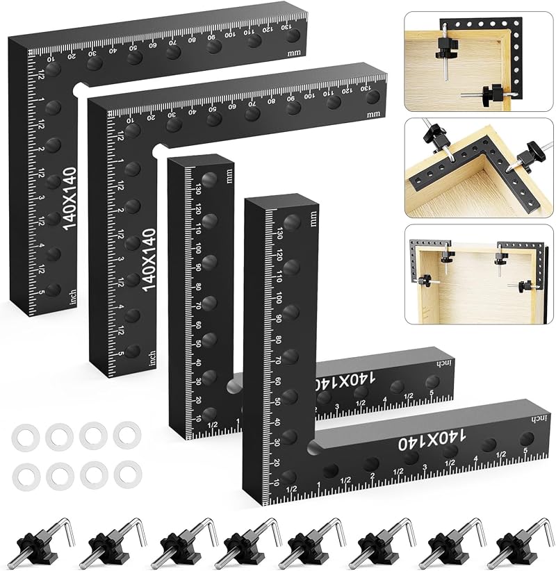 Housolution 90 Degree Positioning Squares 4 Pack 5.5 in Aluminum Corner Clamps