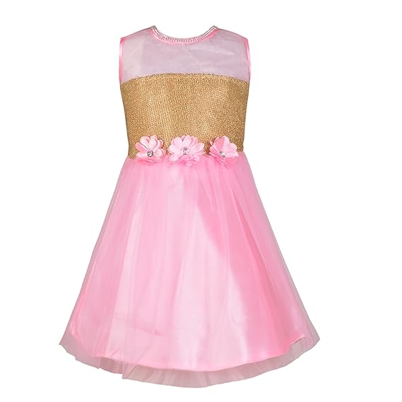 rika Girl S Self Design Net Fabric Party Wear Frock Fk 1000 Pink 38 10 11 Years Amazon In Clothing Accessories