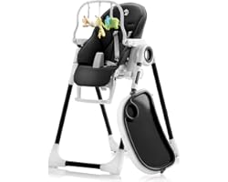 Sweety Fox - Baby High Chair Black - Adjustable to 7 Different Heights and 5 Different seat Positions - High Chairs for Babie