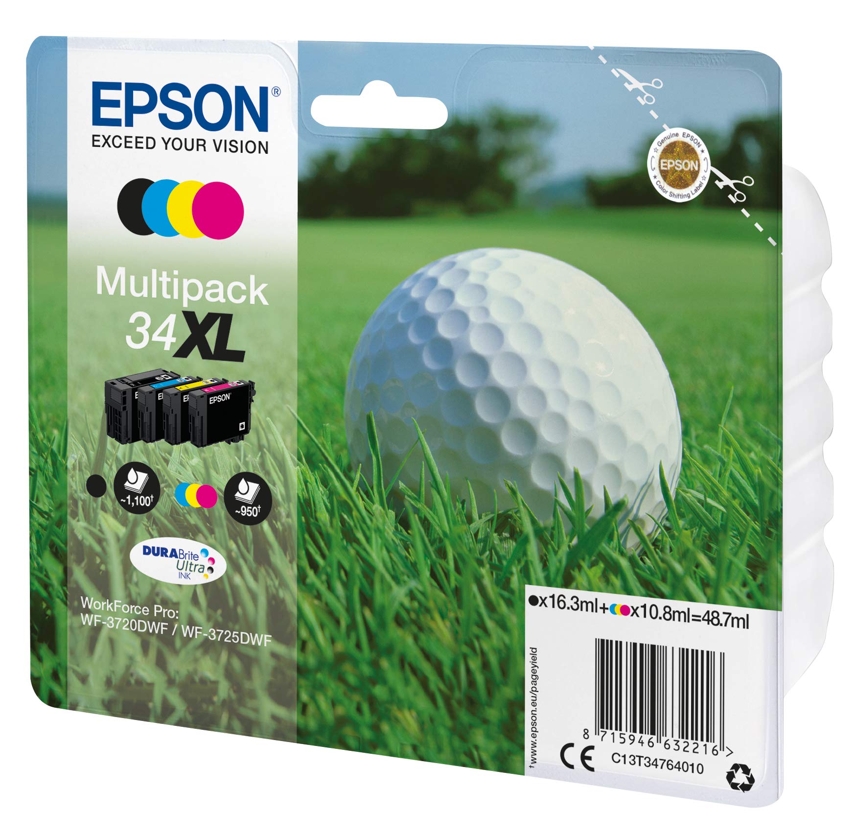 Epson C13T34764020 Original Inkjet Cartridges - Multi-pack (Black, Yellow, Magenta, Cyan) (Pack of 4)