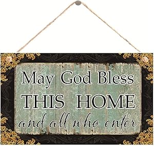 Meijiafei God Bless Sign-May God Bless This Home Sign Inspirational Plaque 10" X 6"