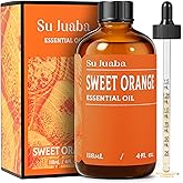 SU JUABA Orange Essential Oil 4 Fl Oz, 100% Pure Natural for Mood Boost, Diffuser, Skin Care, Aromatherapy- 118ML