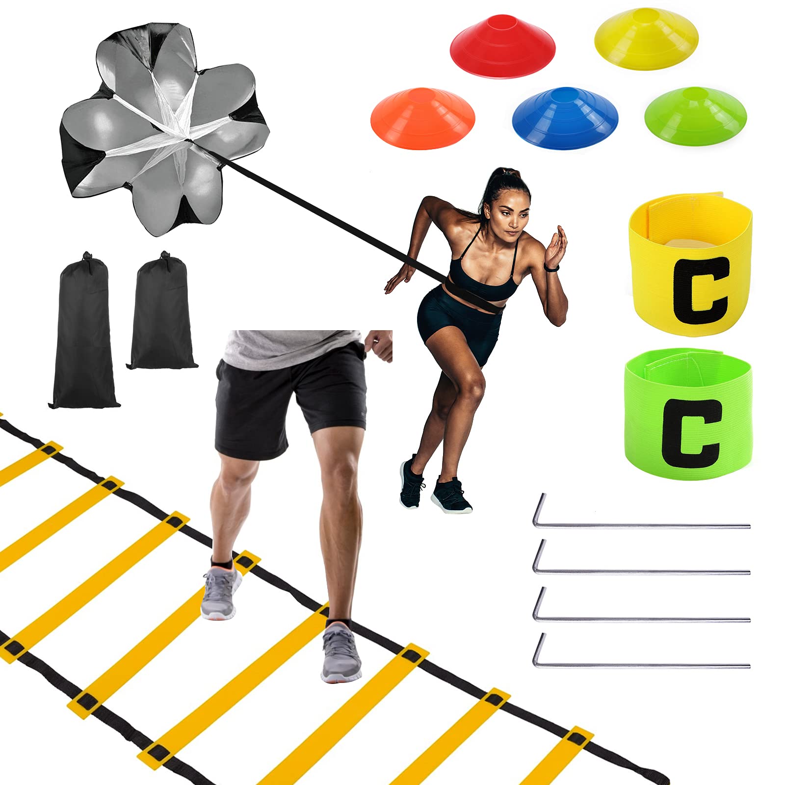 YADIMI Agility Ladder,Matte football Speed & Agility Training Set 12 Rung Speed Ladder for Personal Training, Exercise Sports Fitness Footwork Equipment