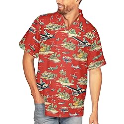 HUGLAZY Airplane Shirts for Men Aloha Island