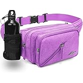 Afreter Fanny Pack Waterproof Waist Bag Pack Men Women Hip Bum Bag With Water Bottle Holder Adjustable Strap Suitable For Outdoors Workout Traveling Hiking Cycling Dog Walking Pouch Bag(Purple)