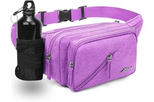 Afreter Fanny Pack Waterproof Waist Bag Pack Men Women Hip Bum Bag With Water Bottle Holder Adjustable Strap Suitable For Outdoors Workout Traveling Hiking Cycling Dog Walking Pouch Bag(Purple)
