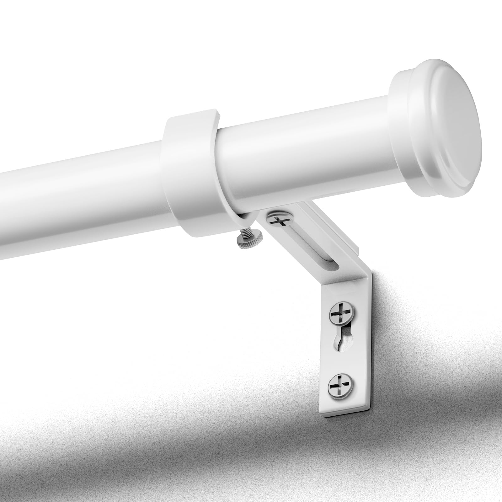 White Curtain Poles for Eyelet Curtains, 80–120cm Extendable Metal Curtain Rod, 25mm Diameter, Adjustable Curtain Rail for Bedroom, Living Room