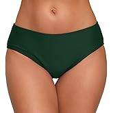 Halcurt Women's Mid Waisted Bikini Swimsuit Bottoms Full Coverage Swim Bottoms