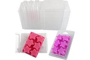 EUPNHY Wax Melt Containers-6 Cavity Clear Empty Plastic Wax Melt Molds-50 Packs Pentacle Shape Clamshells for Tarts Wax Melts.