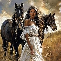 5D Diamond Painting Kit - Native Indian Woman & Wolf 11.8x15.8in Full Drill Art