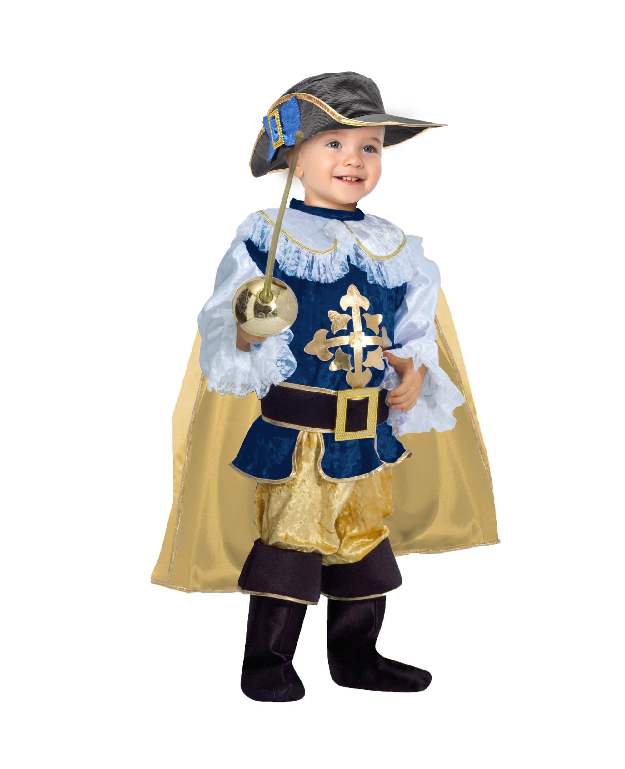 Ciao Hello- Small Musketeer Costume Baby (Size 2-3 Years), Blue/Gold, 2-3 Years, 14535.2-3 Years