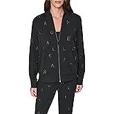 KARL LAGERFELD womens Long Sleeve Athleisure Printed Zip Up Jacket