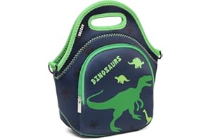 VASCHY Lunch Bag for Kids, Insulated Neoprene Lightweight Lunch Box Bag for Children Boys and Girls School Daycare Kindergarten Dinosaur