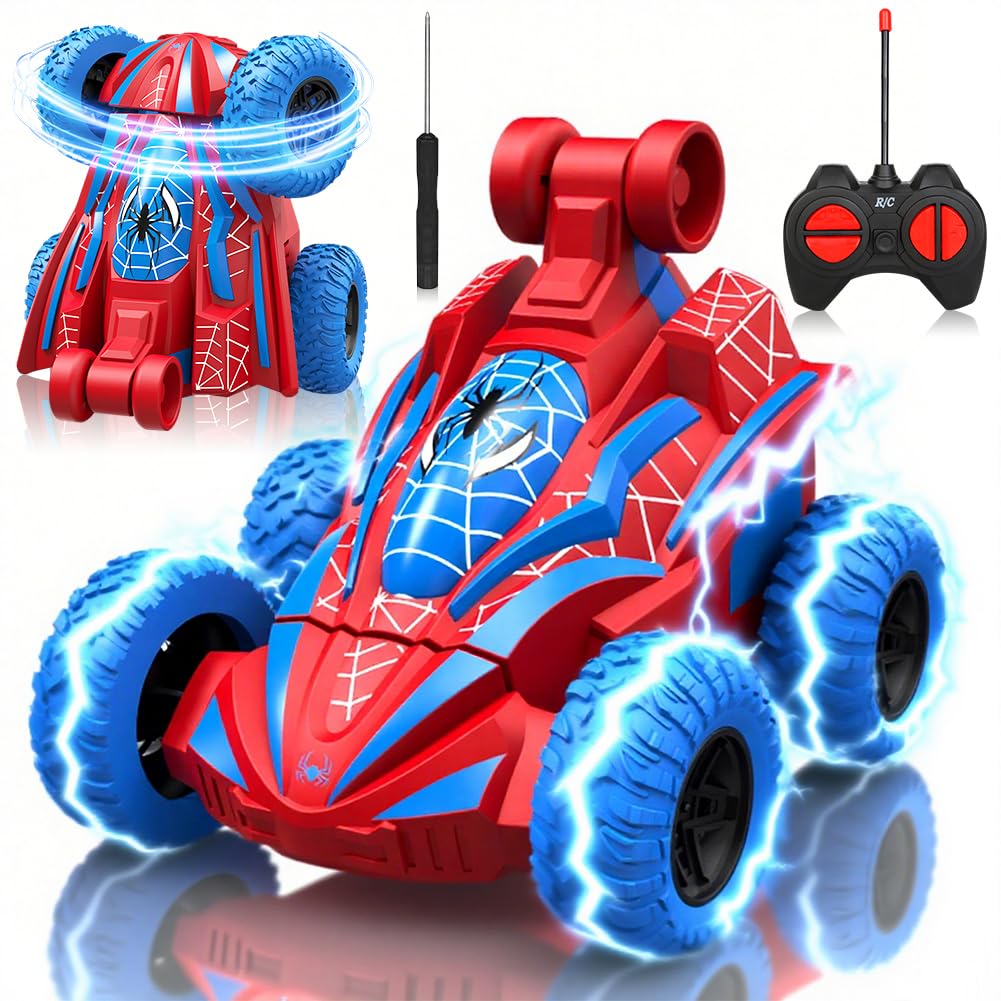 Spider RC Car, 360° Flips Remote Control Car, Kids 4WD RC Stunt Cars, With LED Lights, Monster Truck Birthday Presents, Outdoor Garden Games Play Vehicle Toy, Kids Toys for 3-10 Year Old Boys