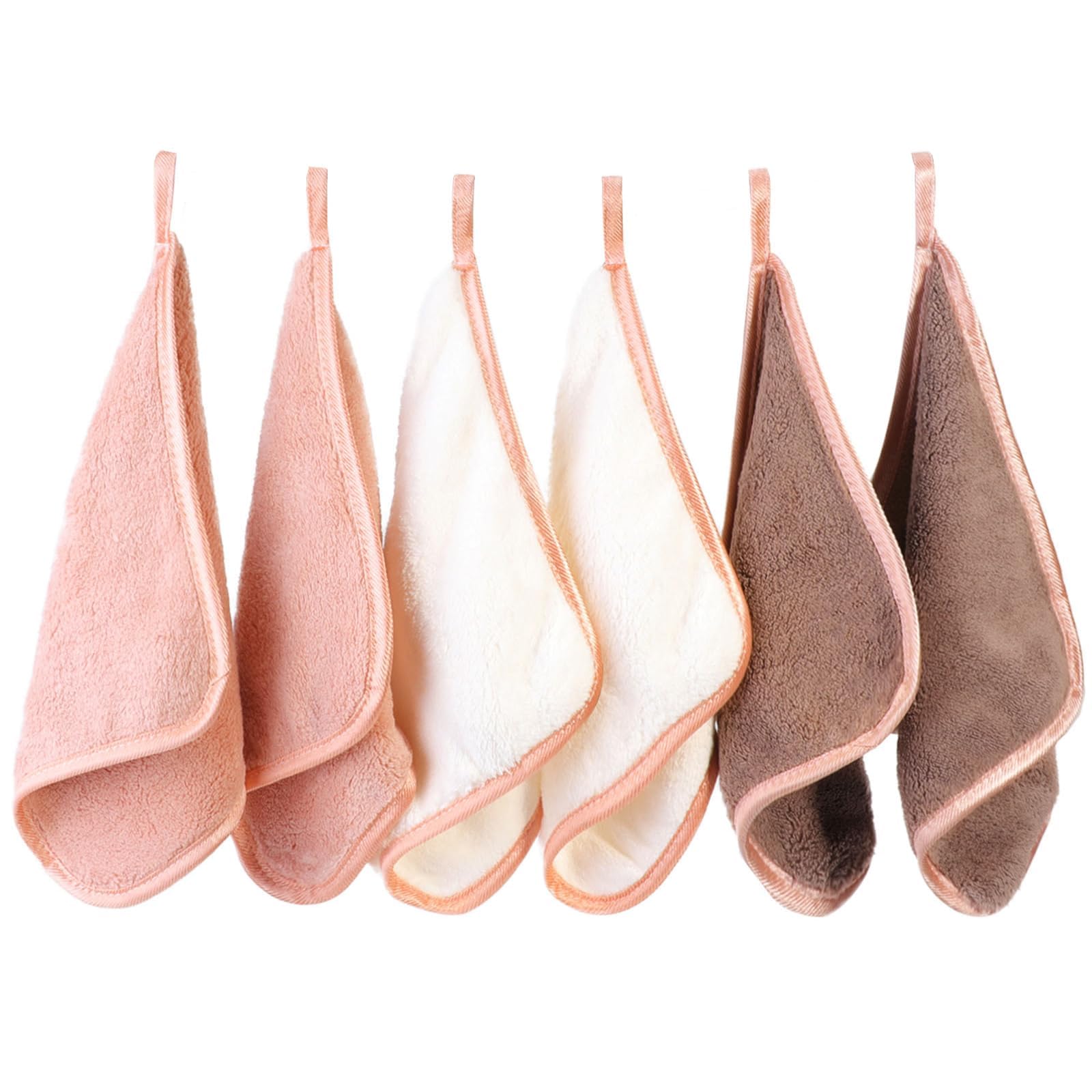 PHOGARY Microfibre Face Cloth, Reusable Makeup Remover Cloth Cleansing Cloths for Face, Microfibre Soft Facecloths Makeup Cleanser Towel, Flannel Face Cloth Pack 6- Washable (8 x 8in, Brown) — image 1