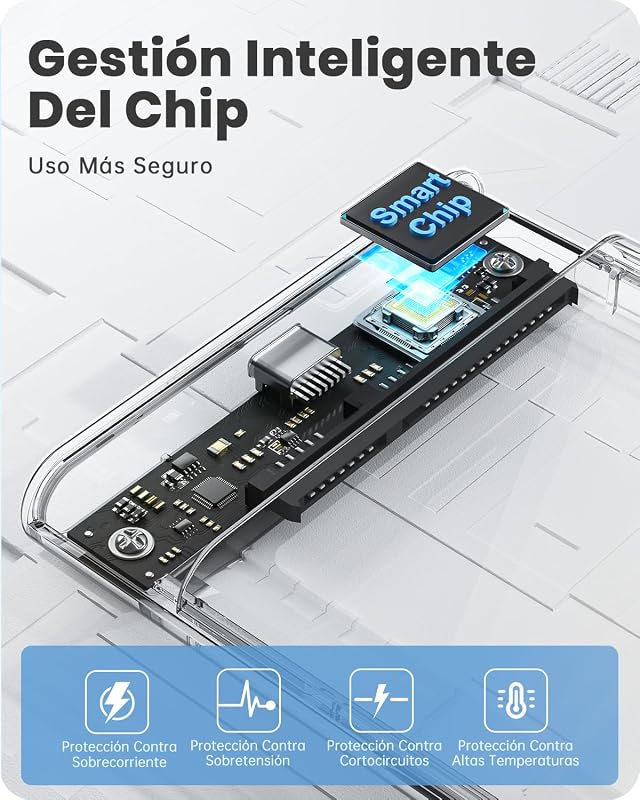 Carcasa Disco Duro 2,5, 6Gbps USB C 3.1 Gen 2 Caja Disco Duro para HDD SSD SATA I/II/III de 7mm y 9.5mm de Altura con Cable USB, Sopporta UASP&TRIM, no Requiere Herramientas-Transparente Caja