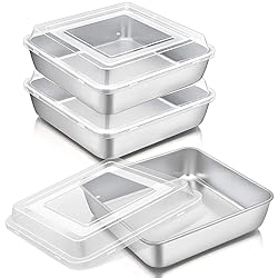P&P CHEF Square Baking Cake Pan with Lid, Stainless