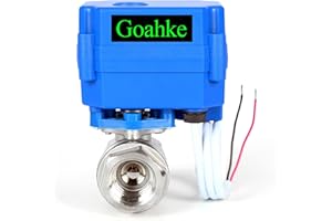 Motorized Ball Valve 1/2", Full Port, 2 Wire Auto Return, Stainless Steel Ball Valve, 9-24V AC/DC, Electric Shut Off Ball Val