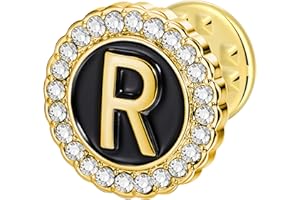 HAWSON Initial A-Z Lapel Pins, Personalized 18K Gold/Silver Brooch Pin Tie Tacks for Suits, Neckties, Hats, Men & Women