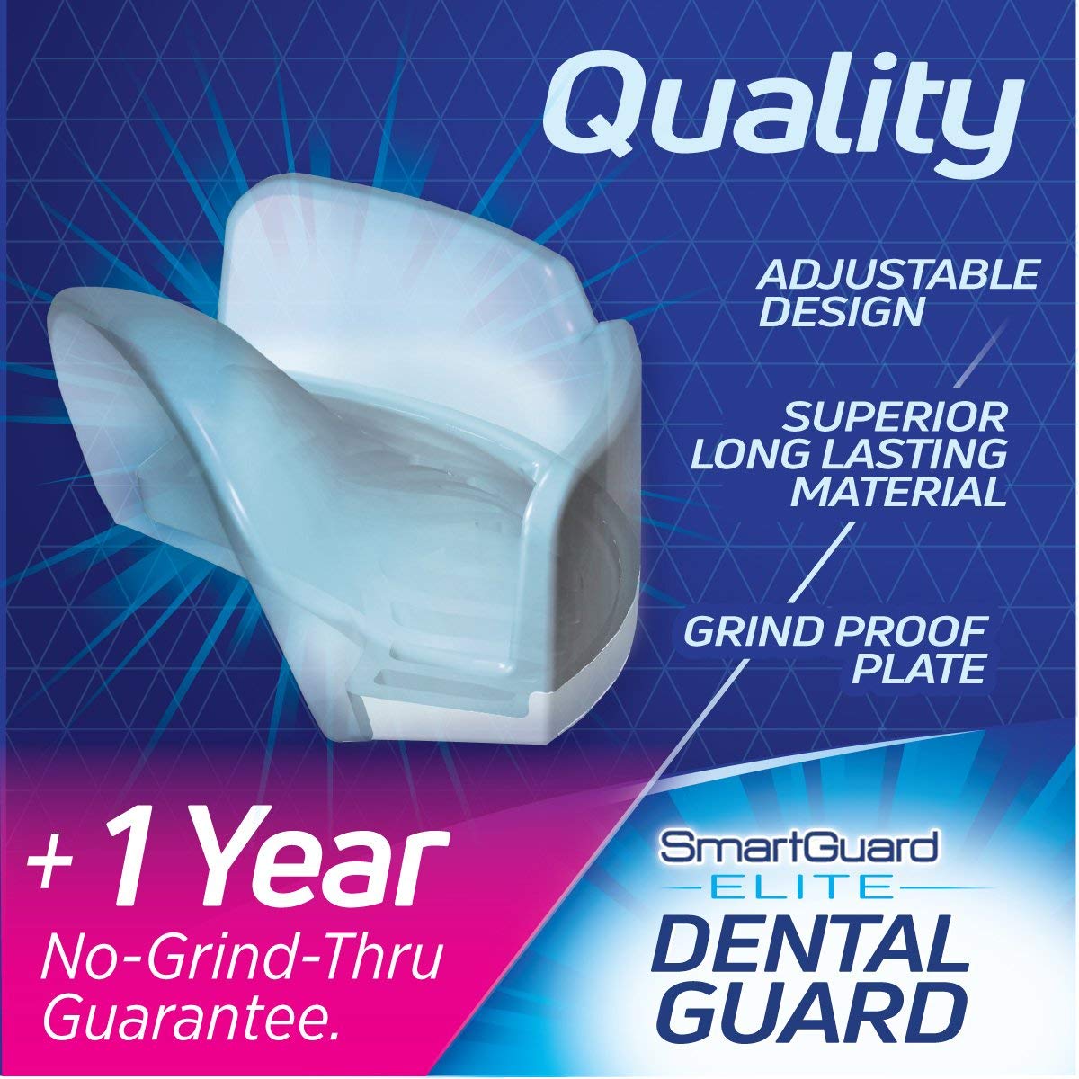 Dental Guard SMARTGUARD ELITE (2 Guards 1 Travel case) Front tooth Custom Anti Teeth Grinding Night Guard for Clenching - TMJ Dentist Designed - Bruxing Splint Mouth Protector For Relief of Symptoms : Beauty