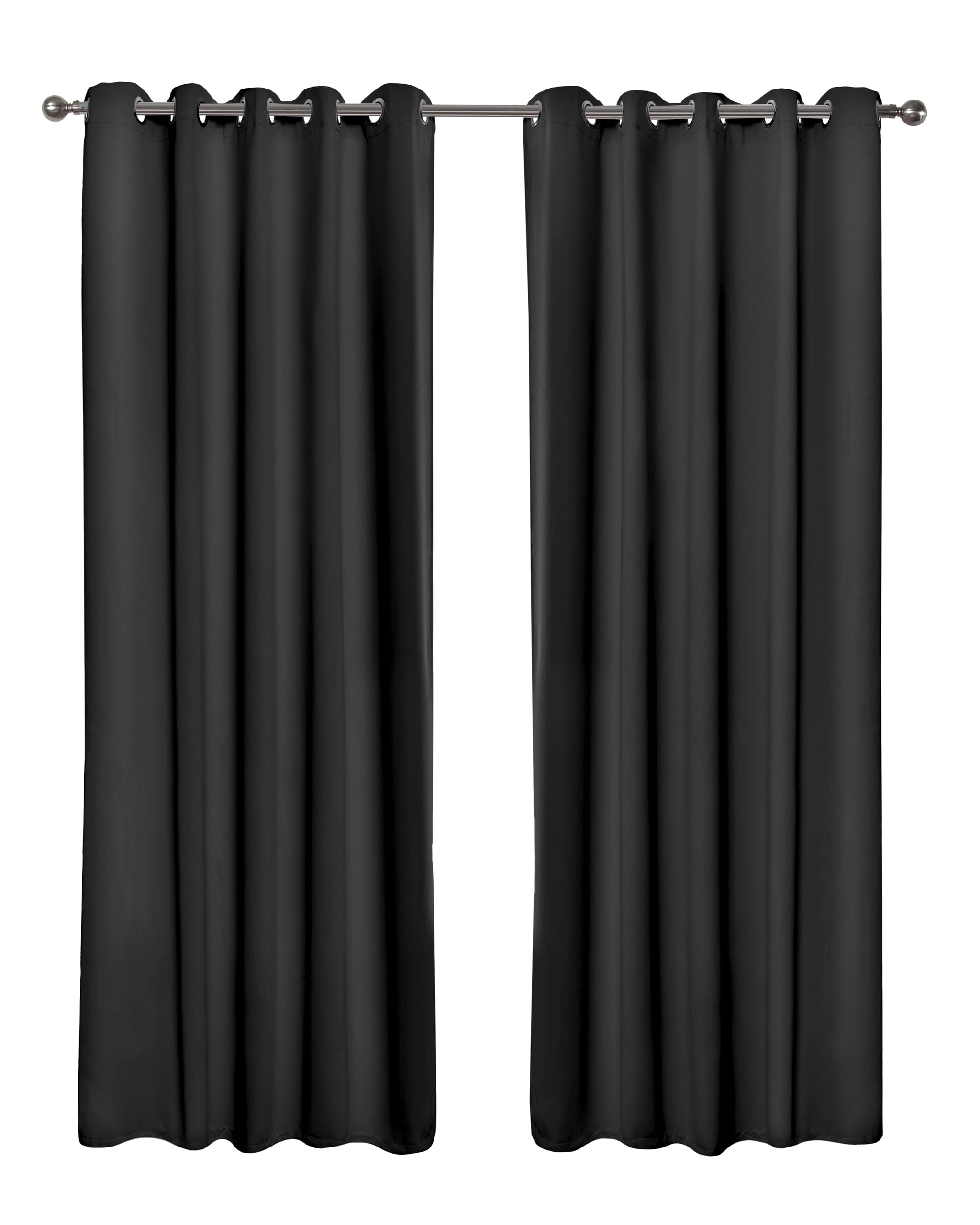 Emma Barclay – Blackout Curtains for Bedroom Living Room Thermal Insulated Woven Eyelet Blackout Curtains Cali Collection (66” x 72” Inch)(Black) — image 1