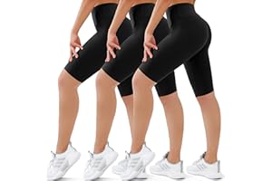 SUNCLOVE 3 Pack Biker Shorts for Women Tummy Control Workout Yoga Gym Running Shorts with Pockets